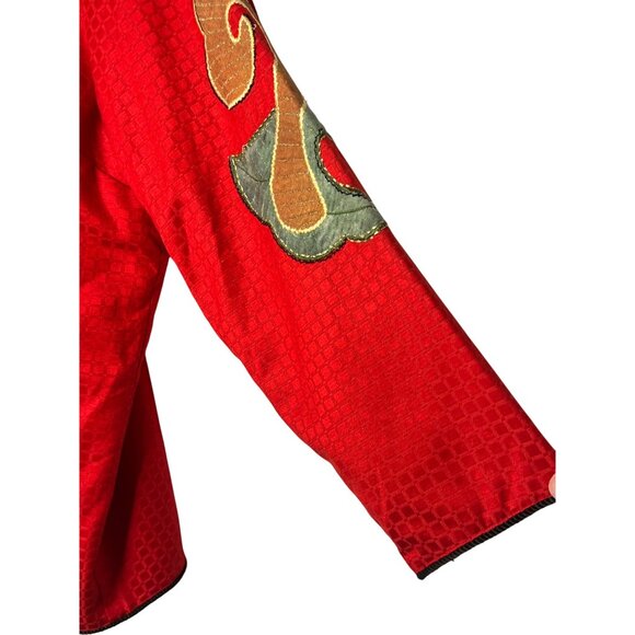 Maggie Barnes Red Jacket Embroidered Abstract Patterns 3X Cotton/Rayon Plus Size - Picture 7 of 16